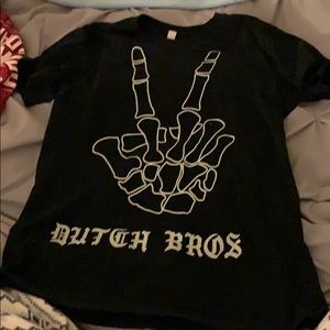 DUTCH BROS skeleton peace sign shirt